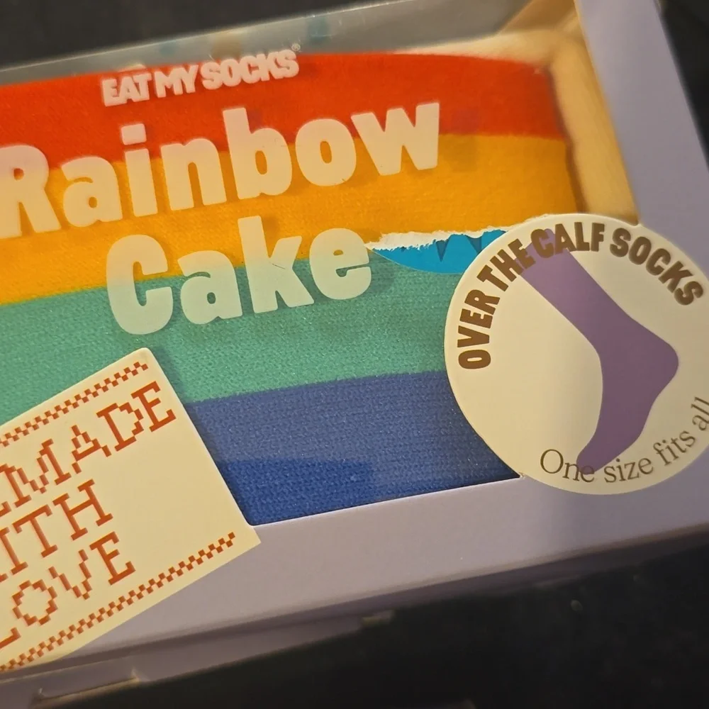 ❤️BUY 2 GET 1 FREE Eat My Socks Rainbow Cake Unisex Socks, Retail $15.99US